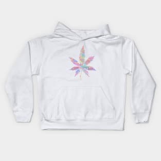 Weed Leaf Silhouette Shape Text Word Cloud Kids Hoodie